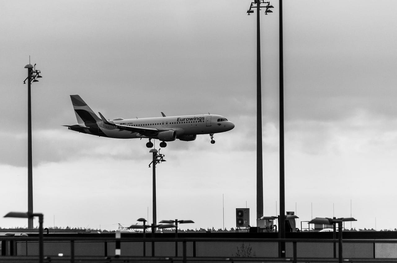 plane, landing, airport, flying, transport